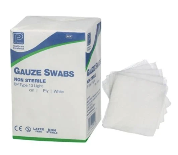 Gauze Swabs: 5 x 5cm 8 ply x 100