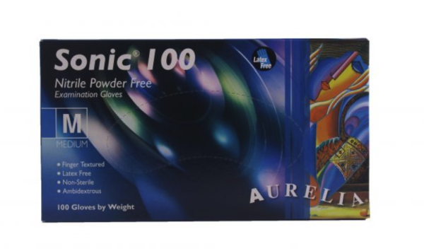 Sonic 100 Gloves Nitrile Powder Free– Size Medium – Non Sterile – (100pcs)